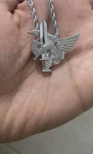 תליון גבעתי ציפוי זהב לבן photo review